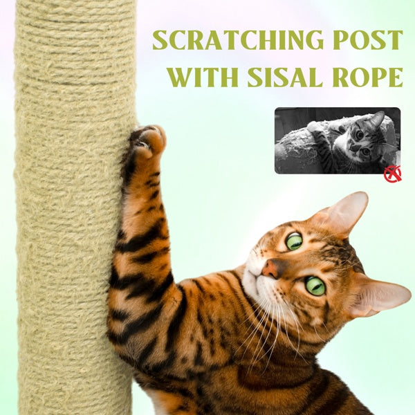 71 Inch Flower Cat Tree With Large Condo Removable Flower Cushion And Hammock Yellow - 5 - CJ