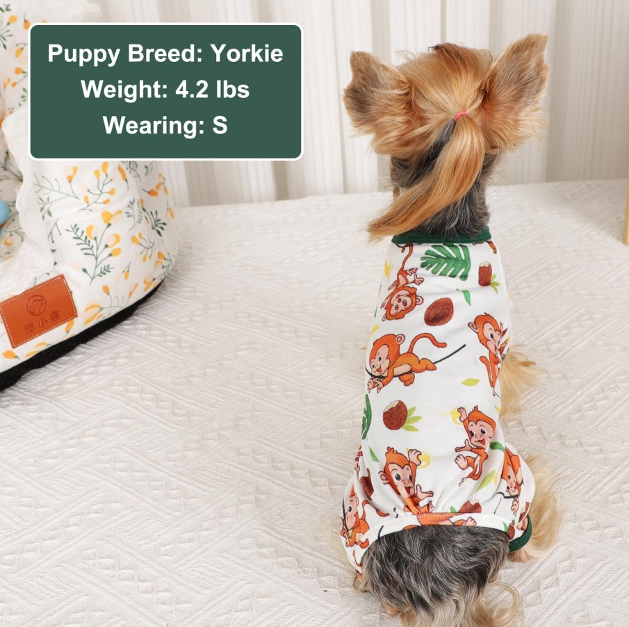 Dog Pajamas Pjs Spring Summer Dog Clothes For Small Dogs Girl Boy, Soft Stretchy Tiny Chihuahua Yorkie Puppy Clothes Doggie Onesies Cat Pet Jammies Outfit, Brown Monkey - 5 - CJ