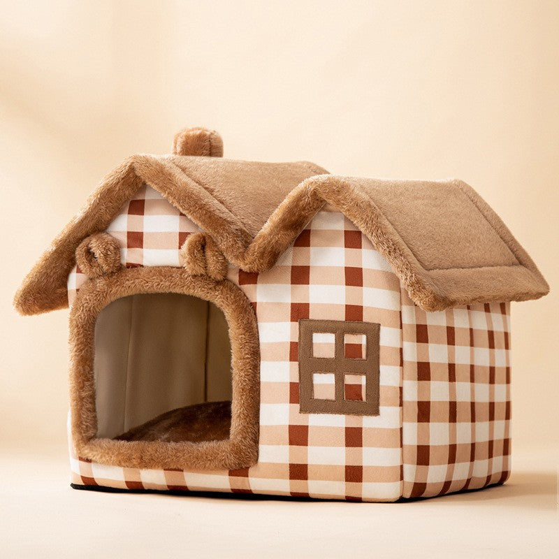 Foldable Dog House Pet Cat Bed Winter Dog Villa Sleep Kennel Removable Nest Warm Enclosed Cave Sofa Pets Supplies - 0 - CJ