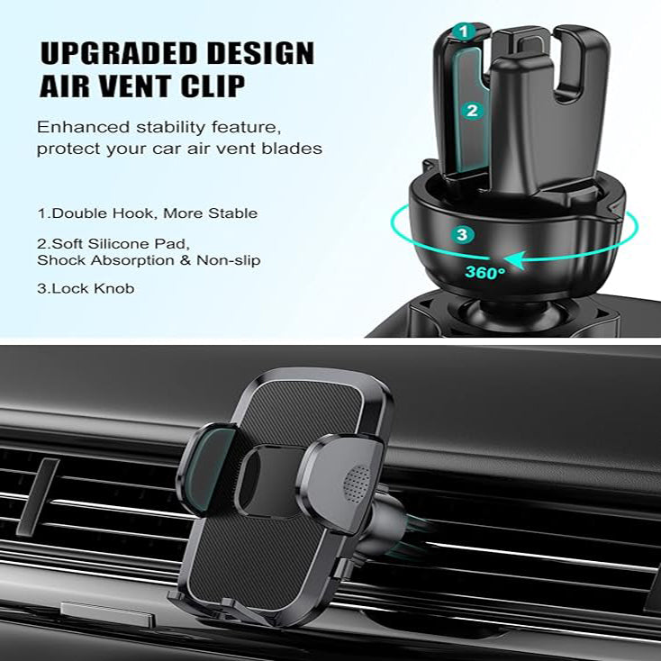 Phone Mount For Car, 4 In 1 Universal Car Phone Holder Mount For Dashboard Air Vent, Super Suction - 5 - CJ