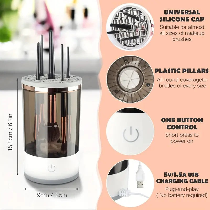 Makeup Brush Cleaner Automatic Rotating Makeup Brush Cleaner USB Portable Electric Cosmetic Makeup Brush Rotary Washing Machine - 5 - CJ