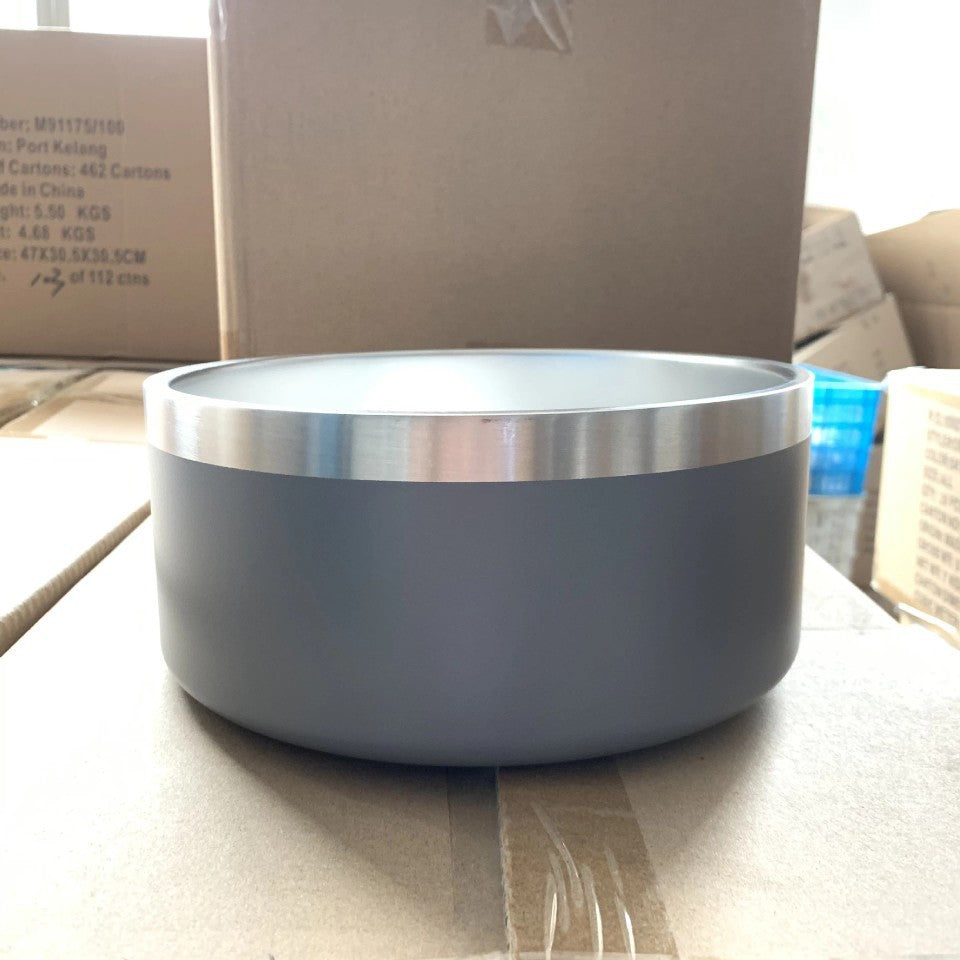 Stainless Steel Dog Bowl Upright Dog Bowl - 0 - CJ - Grey - 64oz - CJGY100875906FU