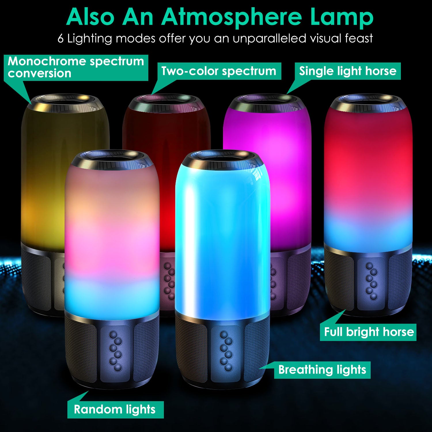 1Pc Wireless Portable Speaker Loud Stereo Speaker With 6 Color Changing Lights Radio Party TWS Speaker For Home Outdoor Travelling - 5 - CJ