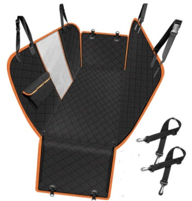 Dog Car Seat Cover View Mesh Pet Carrier Hammock Safety Protector Car Rear Back Seat Mat With Zipper And Pocket For Travel - 0 - CJ - Orange belt mesh - CJJJCWGY00736 - Orange belt mesh