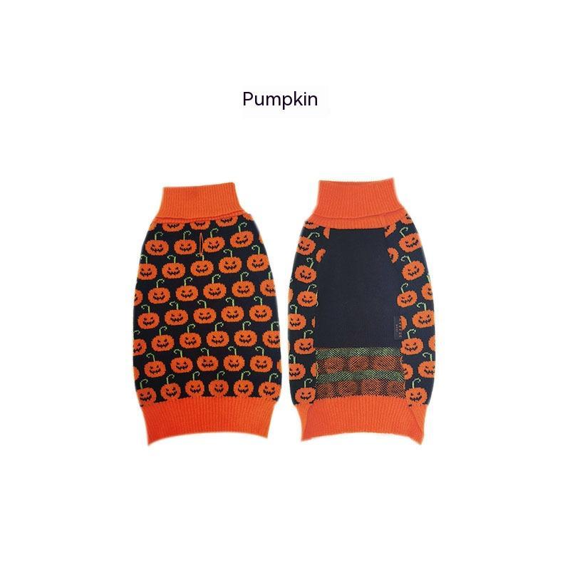 Halloween Dog Sweaters Pet Costume Teddy Warm Leisure Sweater Cosplay Clothes For Dogs Pets Outfits - 0 - CJ - Orange Small Pumpkin - XL - CJGD180981320TG