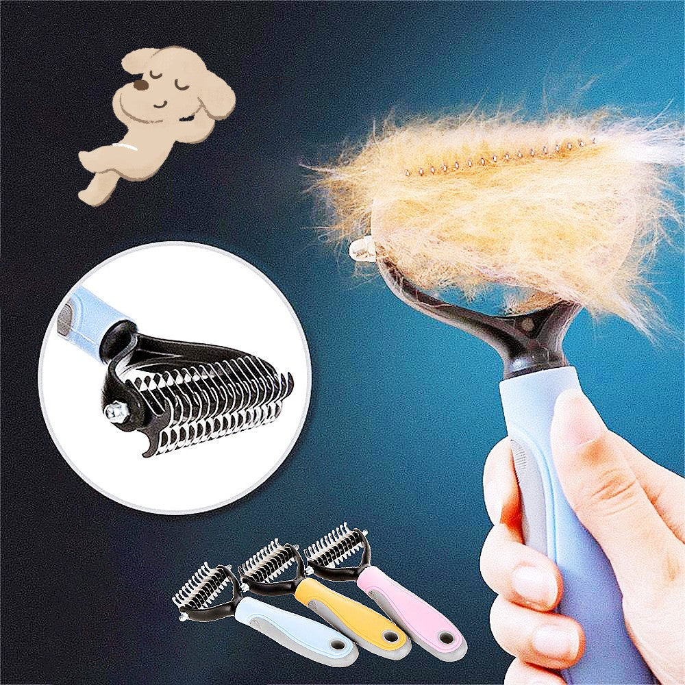 Stainless Double - sided Pet Brush Hair Removal Comb Grooming Dematting Dog Grooming Shedding Tools - 0 - CJ