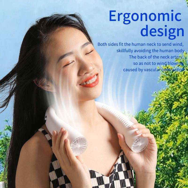 US Version Ergonomic Design Battery - powered Neck Fan, USB Button Control To Enjoy The Cool Summer - 5 - CJ
