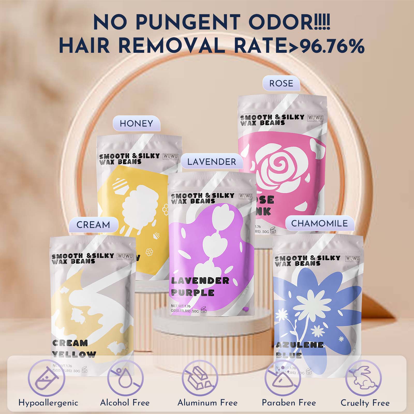 Waxing Kit WUWUVISTA 23 Items Hair Removal Wax Kit With Wax Warmer Waxing Beads For Face, Brazilian, Full Body, Bikini, Sensitiive Skin Skin Suitable For Plugs Of American, European Specification - 5.0 - CJ