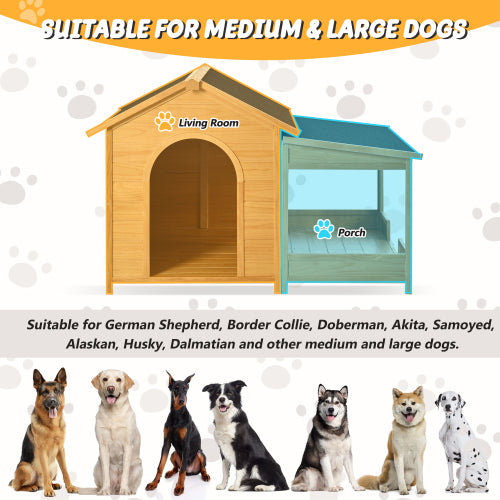 Large Wooden Dog House With Porch - 5 - CJ