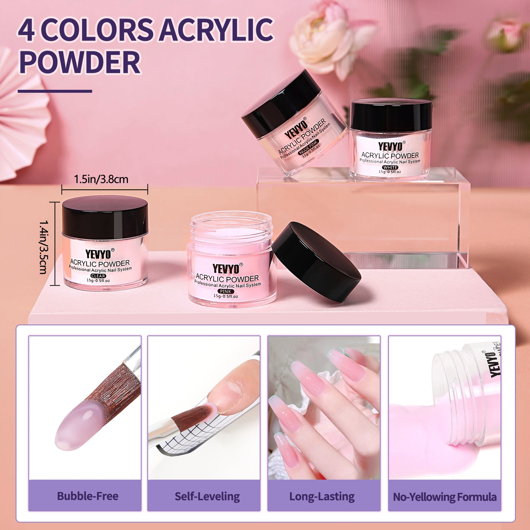 Acrylic Nail Kit, Acrylic Powder And Liquid Set, With Clear, Nude, Pink, White Nail Powder And Monomer, Professional Acrylic Nail Brush Nail Forms For Acrylic Nails Extension, Beginner And Home DIY - 5 - CJ
