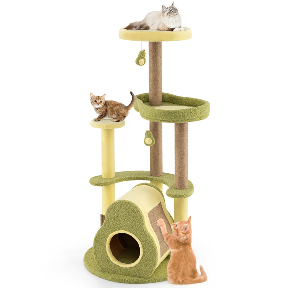 Freestanding Multi - level Avocado Cat Tower With Private Condo - 5 - CJ