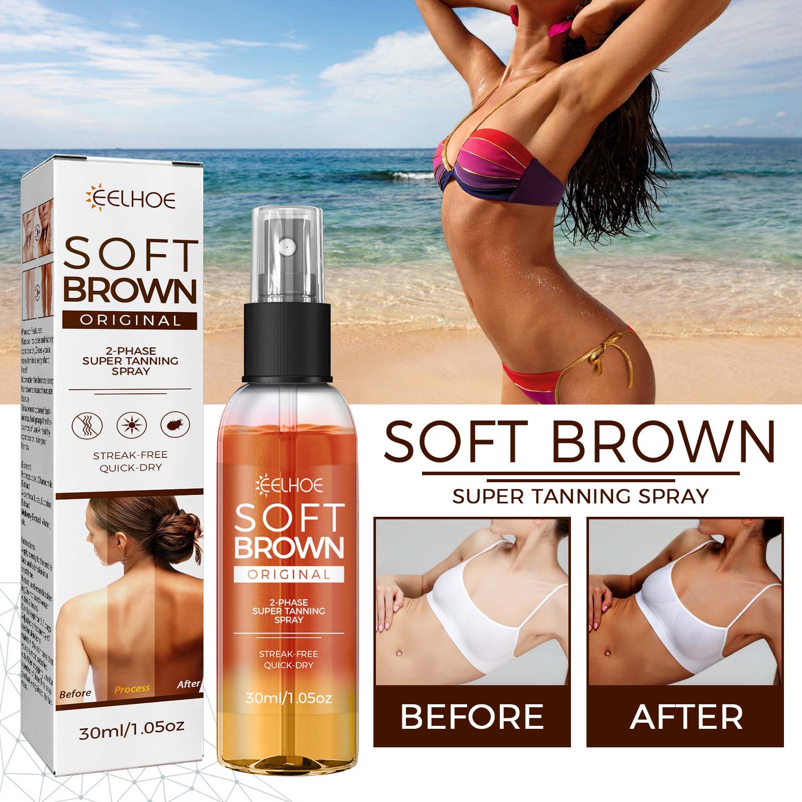 EELHOE TANNING AID SPRAY TANNING AID Natural Bronze Wheat Color Tanning Aid Spray - 5 - CJ