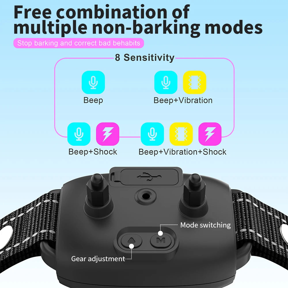 Smart Automatic Anti Barking Dog Collar Rechargeable Bark Stopper Stop Barking HD Digital Display IP67 Waterproof Collar For Dogs Pet Products - 0 - CJ