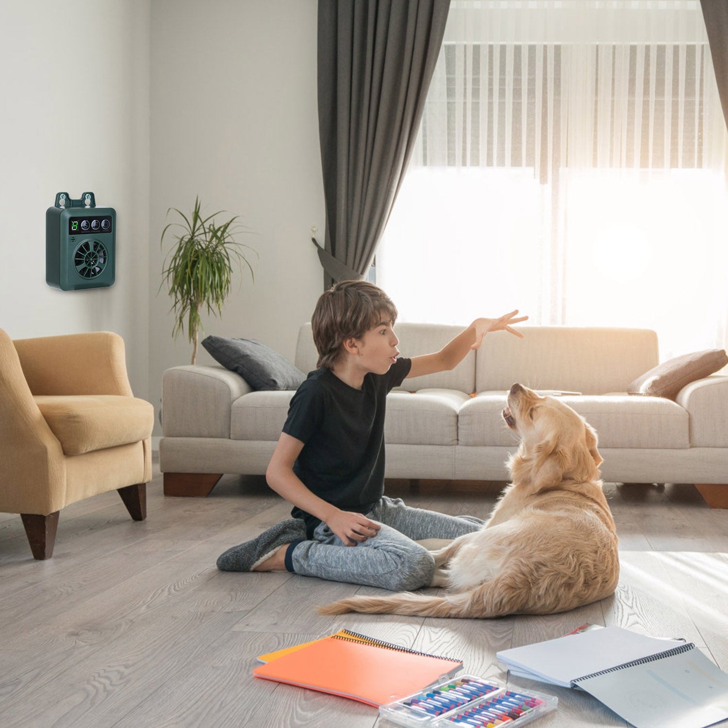 1Pc Anti - barking Device 49.2Feet Sensing Ultrasonic Bark Deterrent With 4 Frequency Levels 4 Sensitivity Levels Indoor Outdoor Dog Bark Control - 5 - CJ