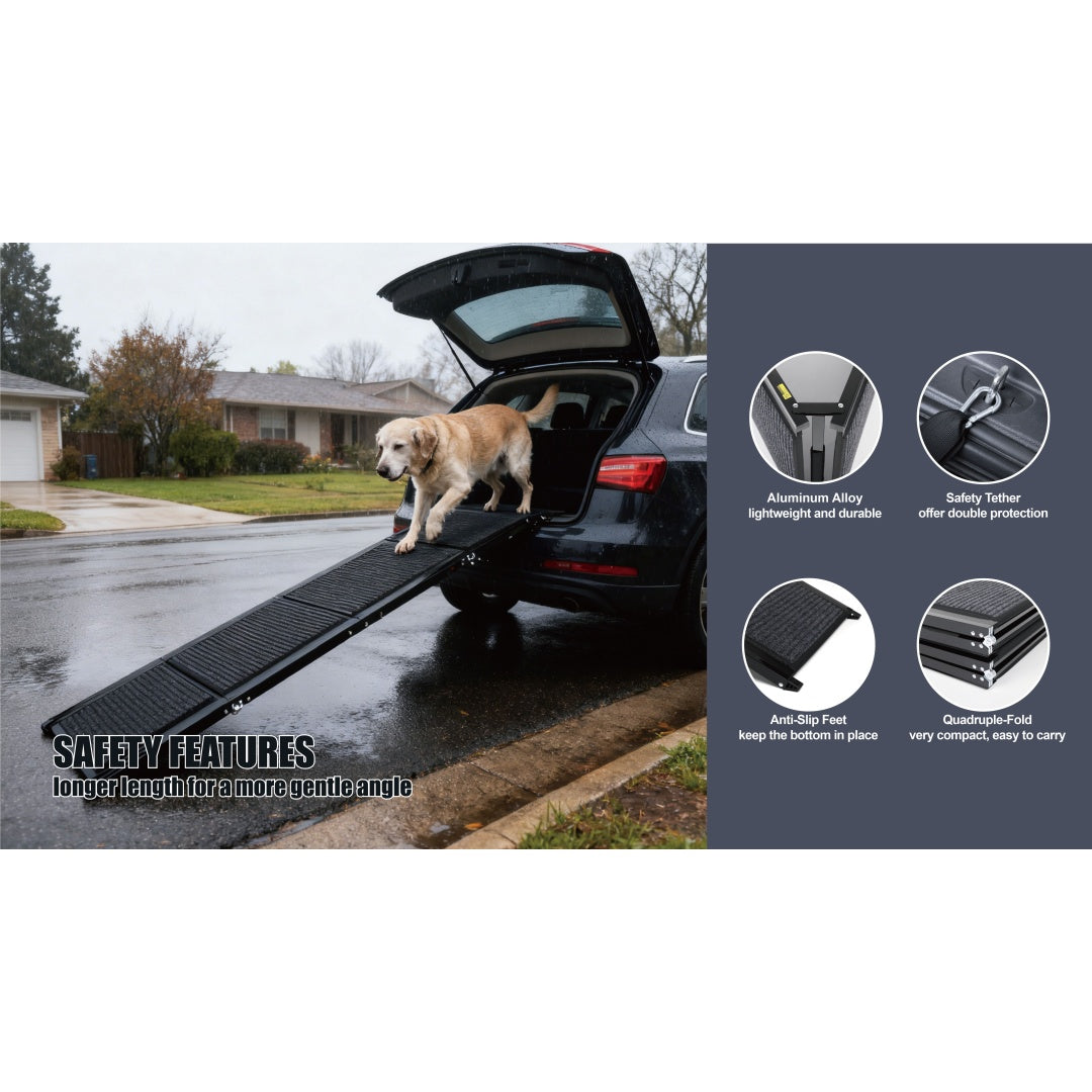 Dog Ramp For Car 71 Long 19.5 Wide Portable Dog Ramps For Large Dogs With Non - Slip Rug Surface Dog Car Ramp For SUV Car Truck, Folding Dog Ramp Up To 250LBS - 5 - CJ