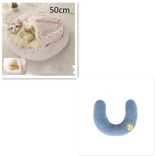 2 In 1 Dog And Cat Bed Pet Winter Bed Round Plush Warm Bed House Soft Long Plush Pets Bed Pet Products - 0 - CJ