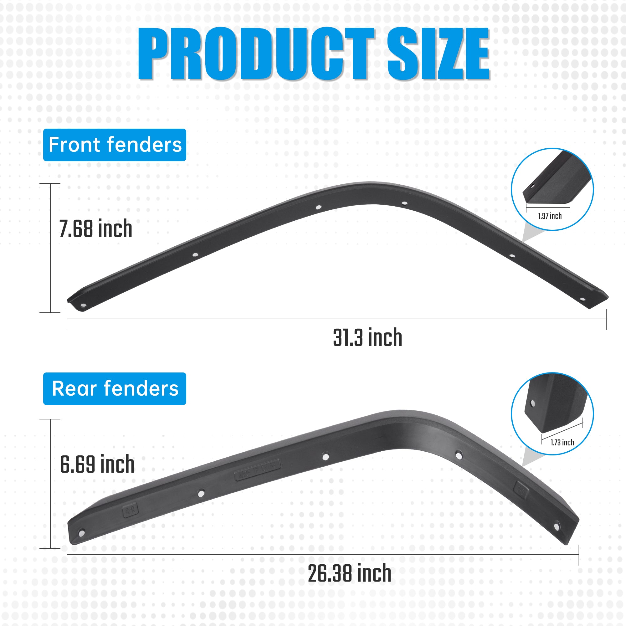 Front And Rear Fenders Compatible With 2020 - 2024 J E E P Wrangler Gladiator JT Sport And Willys - Fit JT Original Low Fender - 5 - CJ