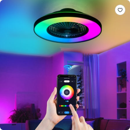 23 Inch Black Ceiling Fan Light With LED RGB Dimmable & Color Changing, APP & Remote Control, Modern Smart Ceiling Fan For Living Room, Bedroom, And Dining Room Silent 6 - Speed Reversible DC Motor - 5 - CJ