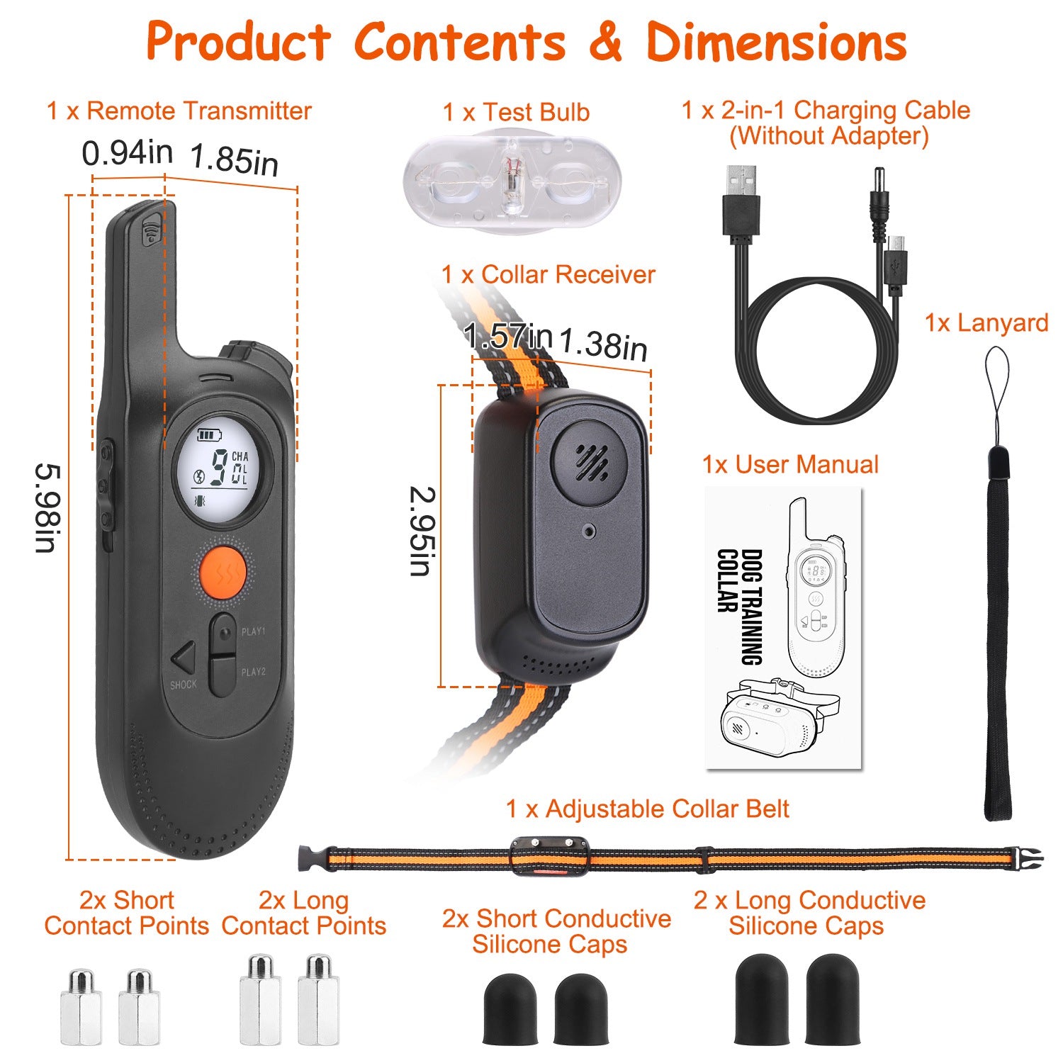 1Pc 984FT Dog Training Collar IP65 Waterproof Pet Beep Vibration Electric Shock Collar 3 Channels Rechargeable Transmitter Receiver Trainer With Recording Safety Keypad Lock - 5 - CJ