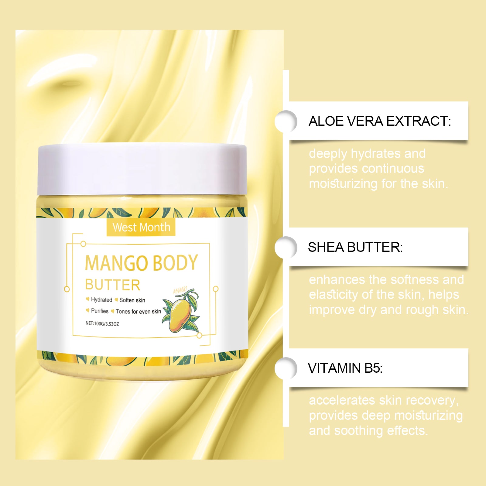 West&Month Moisturizing Body Cream, Restores Rough, Dull Skin, Moisturizes And Nourishes Skin For A Long Time - 5 - CJ