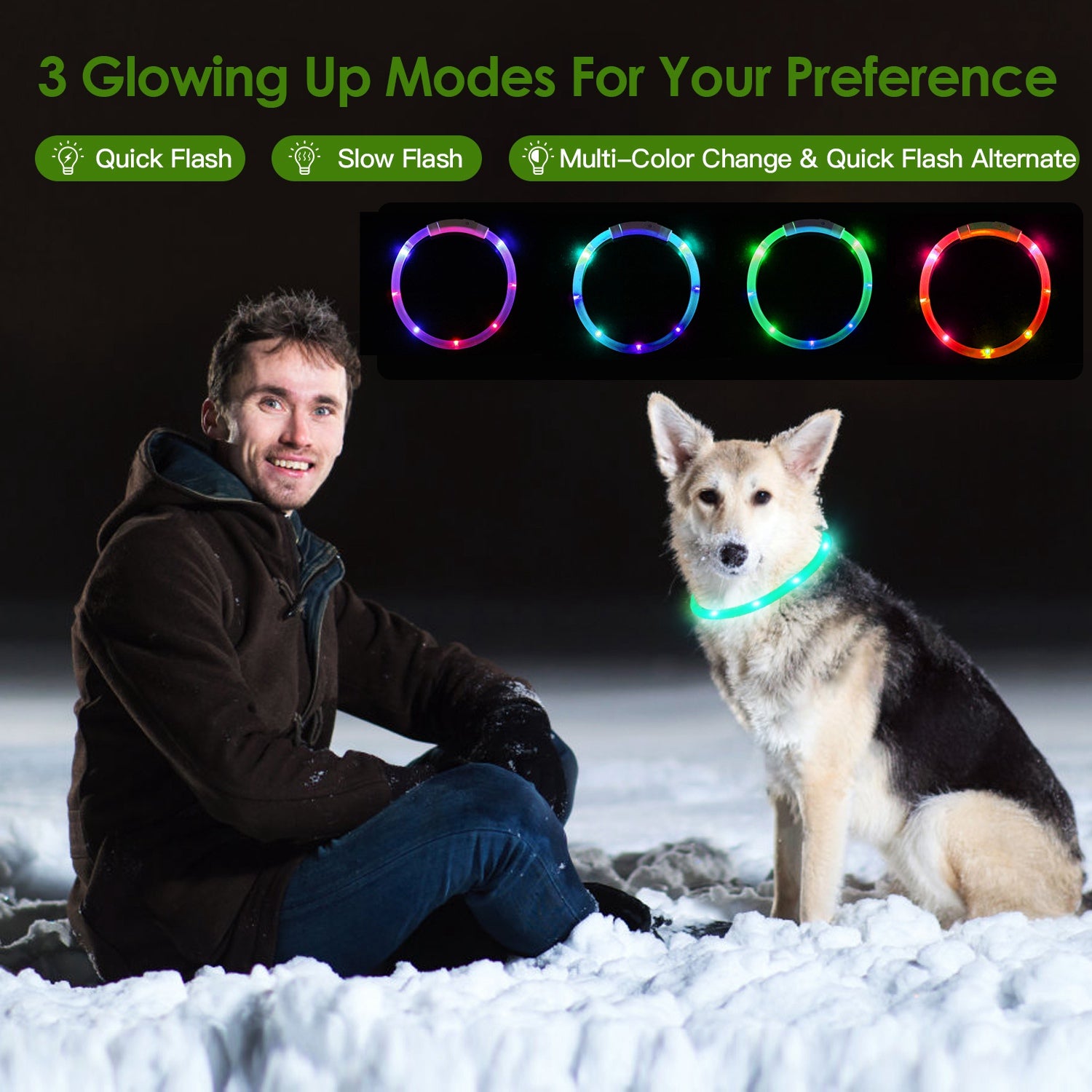 1Pc USB Rechargeable LED Dog Collar Multi Color Lighting Dog Safety Collar Cuttable Length Glow Dog Collar For Small Medium Large Dog Night Walking - 5 - CJ