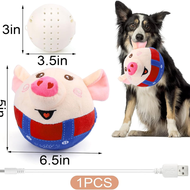 Dog Plush Piglet Toy, Electric Jumping Ball, Singing And Jumping, USB Rechargeable Pet Cat Interactive Toy - 4 - CJ