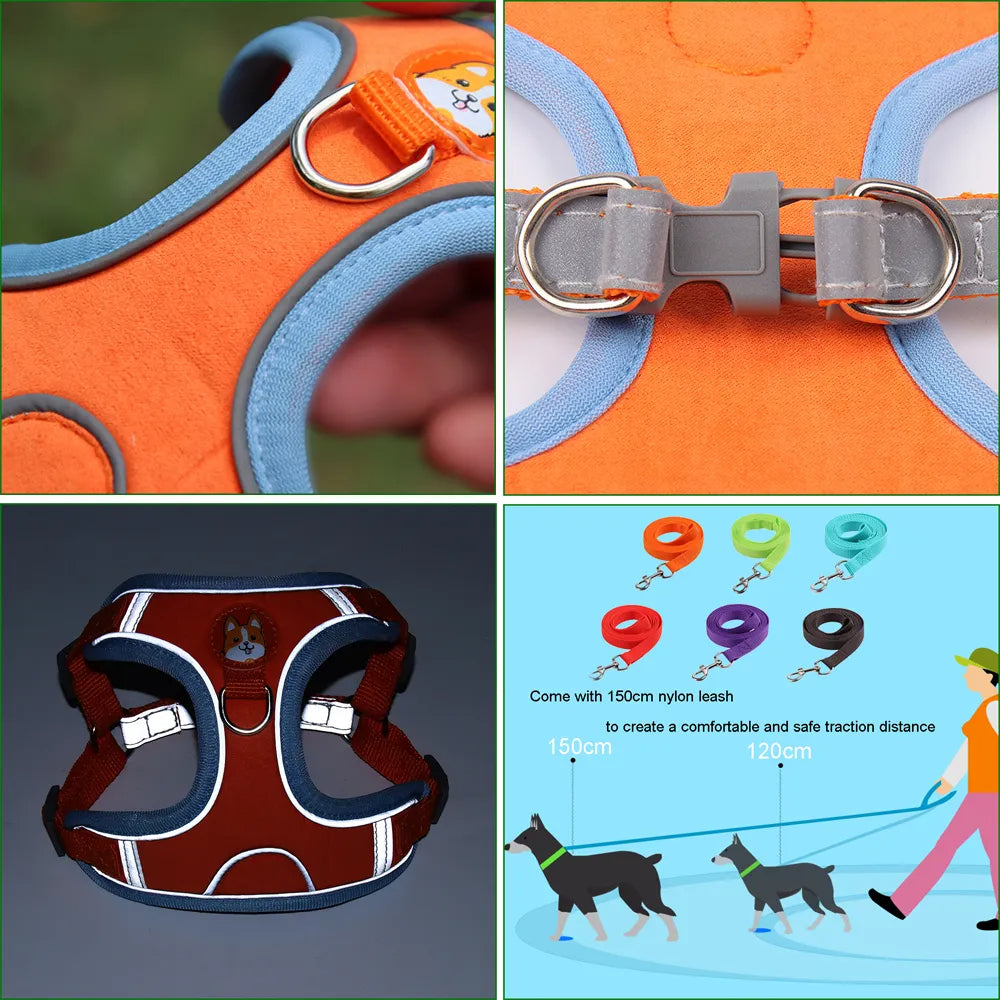 New Dog Leash And Harness Set Pet Dog Harness And Leash Set Adjustable Puppy Cat Harness Vest Reflective Walking No Pull Lead Leash For Small Dogs Chihuahua - 5 - CJ