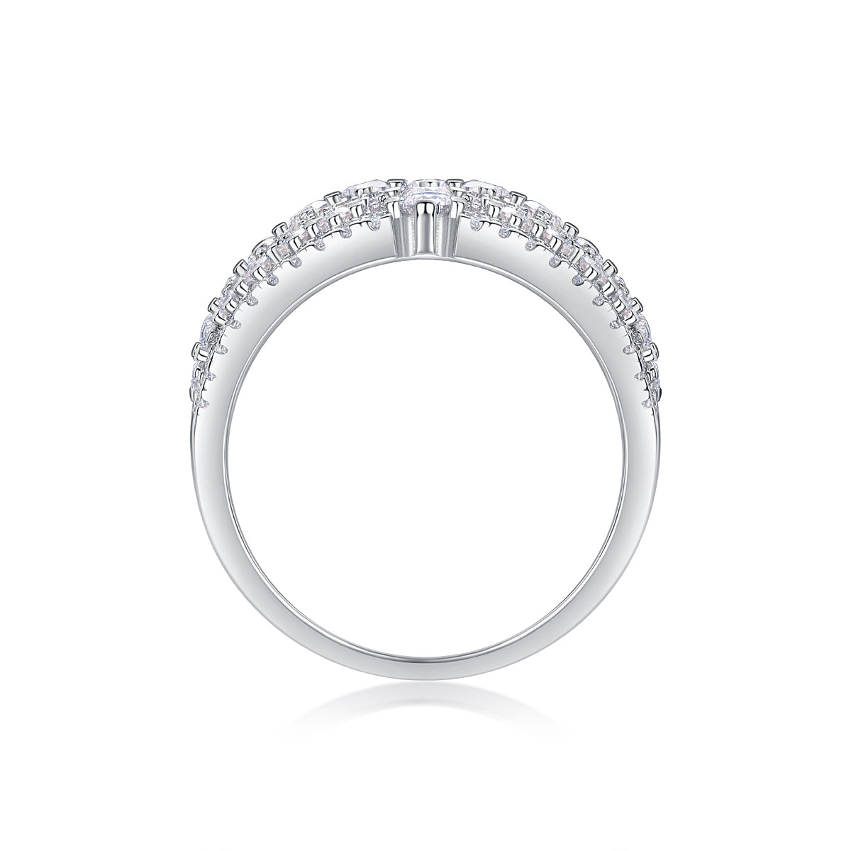 1Many Diamonds Are Arranged Luxuriously Fashionable Moissanite Silver Rings Prohibit TikTok sales - 5 - CJ