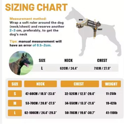 USLOCAL Tactical Service Dog Harness With Control Handle No Pulling Adjustable Reflective Pet Vest Harness Easy Walking Training - 5 - CJ