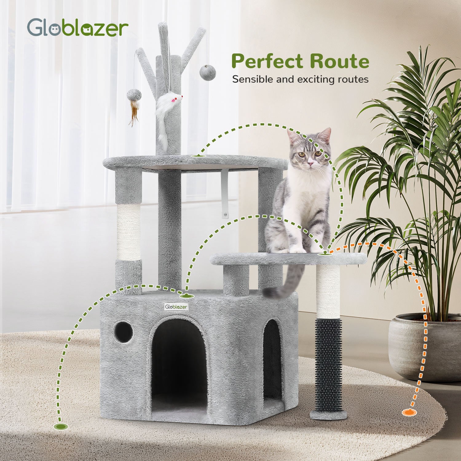 44 Inch Cat Climbing Frame Light Gray - 5 - CJ