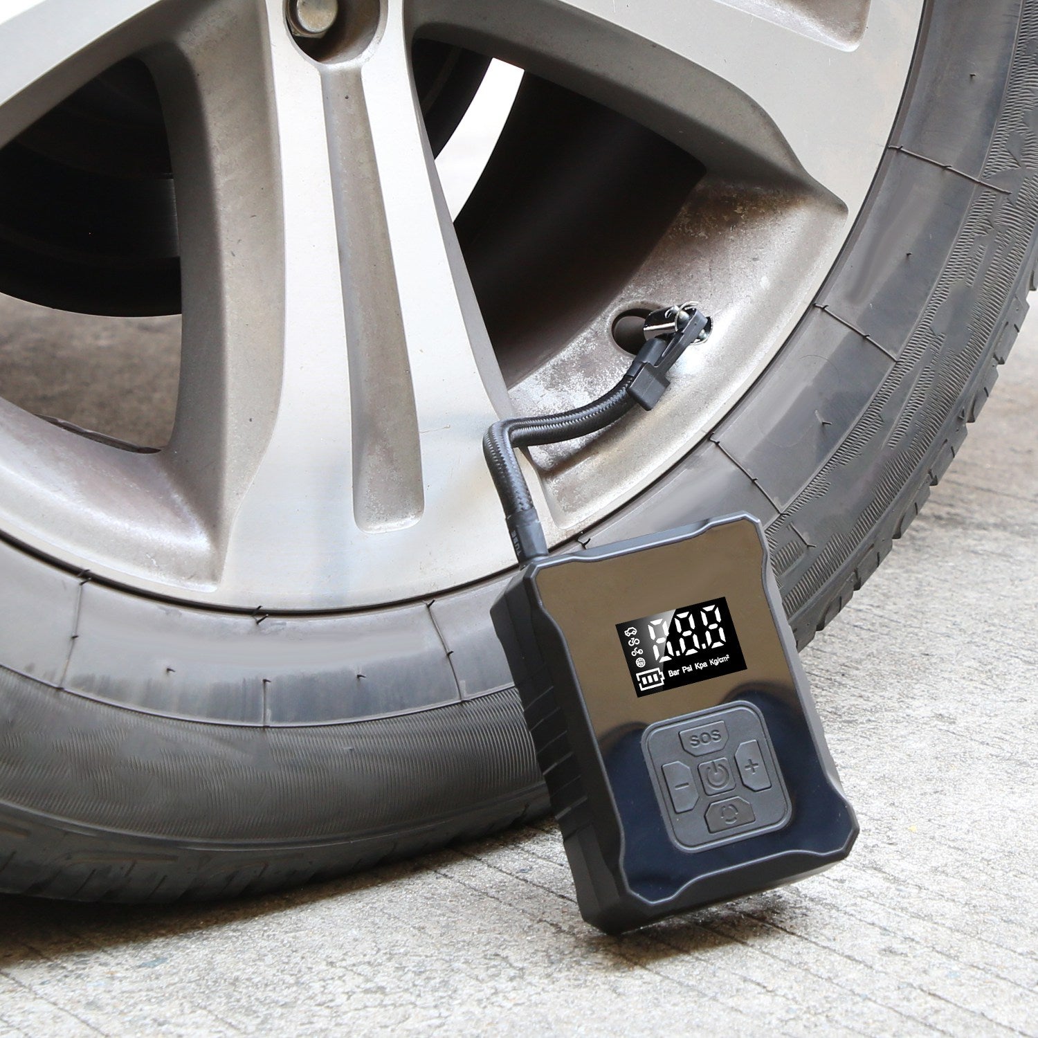 1Pc 150PSI Cordless Tire Inflator Digital Air Compressor With LED Light Emergency Power Bank For Cars Motorcycles Bicycles Balls - 5 - cjdropshipping