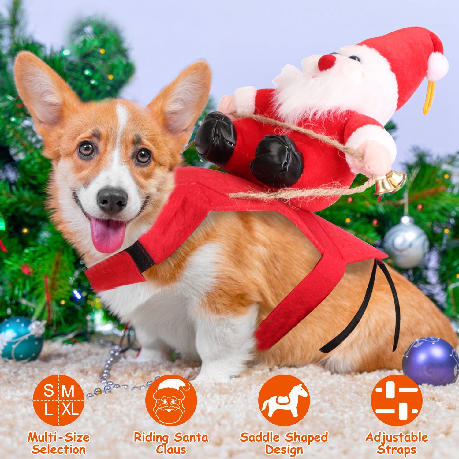 S - M - L - XL Options - 1Pc Pet Christmas Costumes Red Winter Coat For Dog Riding Santa Claus With Bell Clothes New Year Outfit Cosplay Costumes Party Dress Up For Cats - 5 - CJ