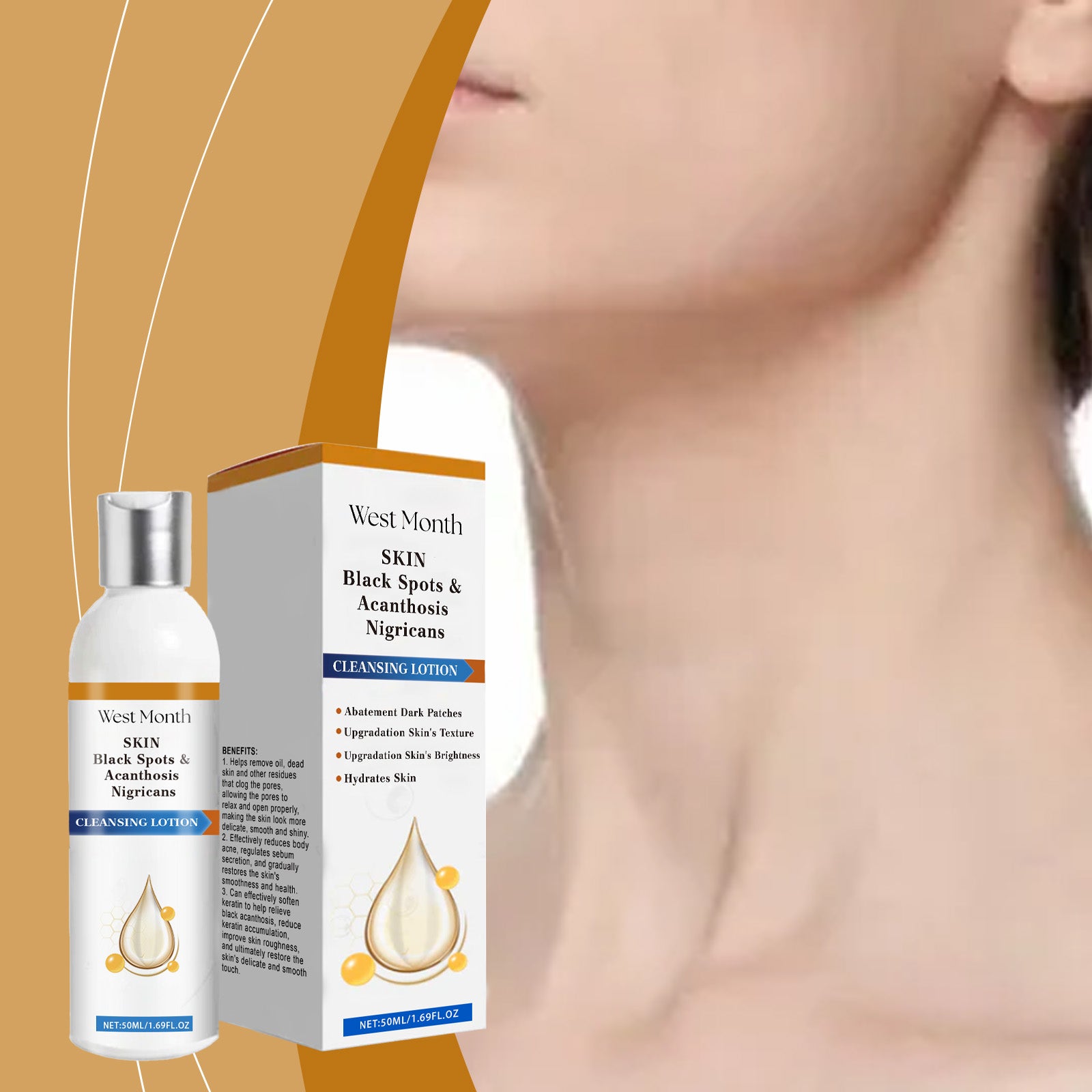 West&Month Acanthoderm Cleansing Lotion, Soft Moisturizing Moisturizing Refreshing Elbow And Neck Care Lotion - 5 - CJ