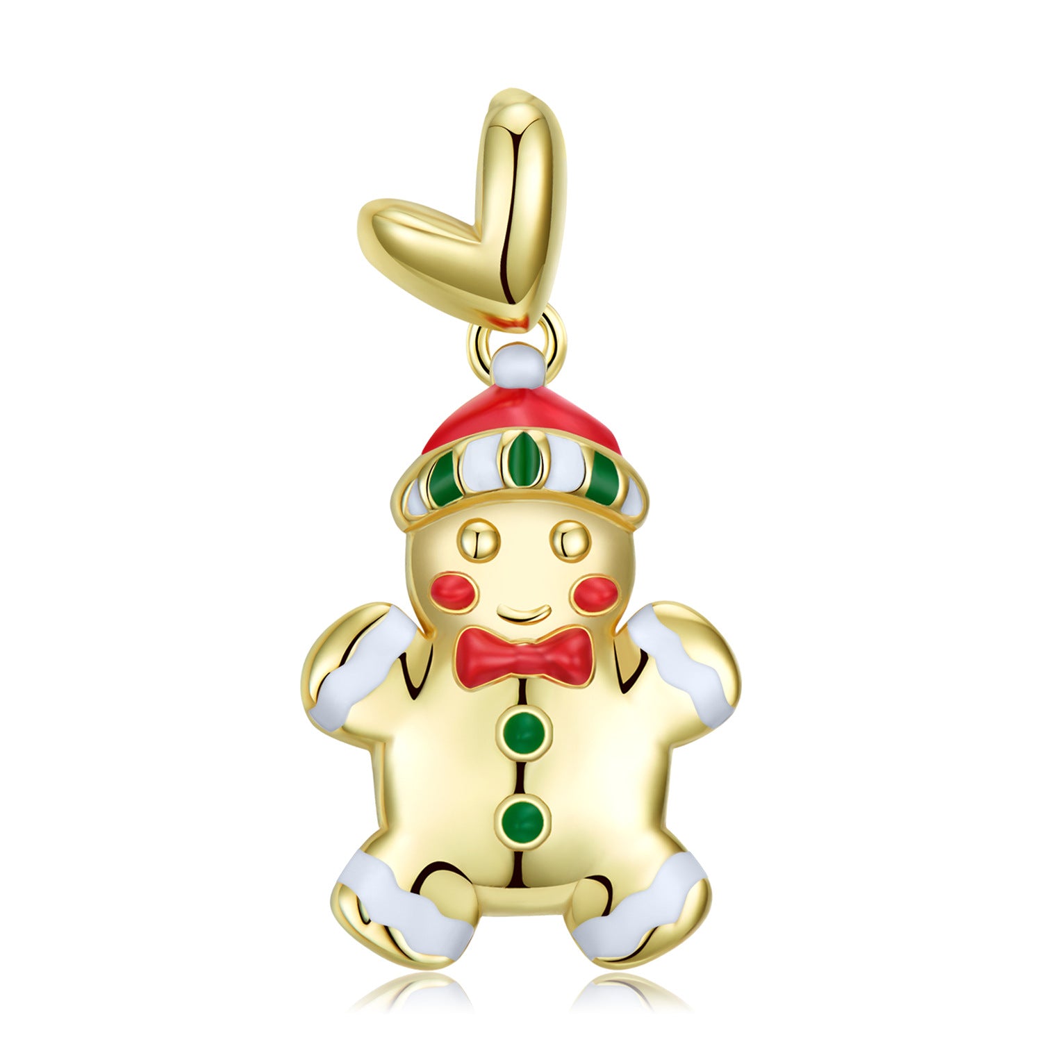 S925 Sterling Silver Electroplated 14k Gold Drip Gum Gingerbread Man Necklace Christmas Jewelry - 4 - CJ