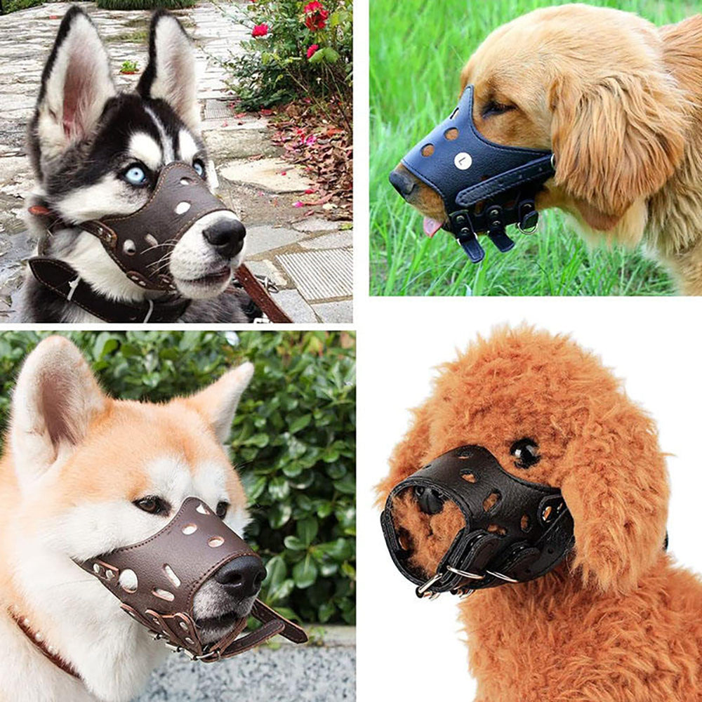 Dog Muzzle Leather, Comfort Secure Anti - Barking Muzzles For Small Medium Large Dogs, Breathable And Adjustable, Allows Drinking And Panting, Used With Collars - 5 - CJ