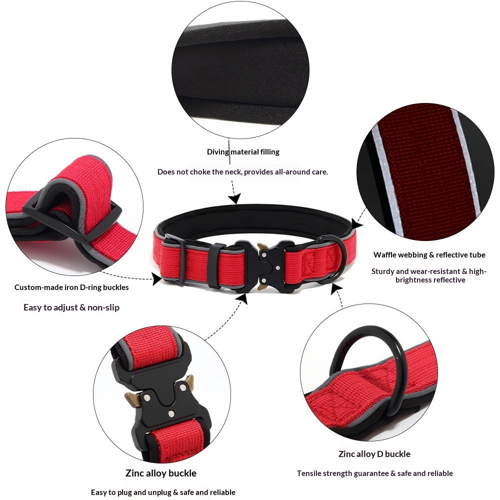 Tactical Dog CollarHarness Reflective Adjustable - 0 - CJ