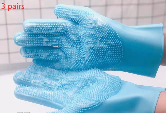 Silicone Dog Grooming Hair Comb Puppy Brush Glove Bath Cleaning Brushes Small Dog Cat Massage Pet Grooming Gloves - 0 - CJ - Blue 3pairs - CJMY136954004DW