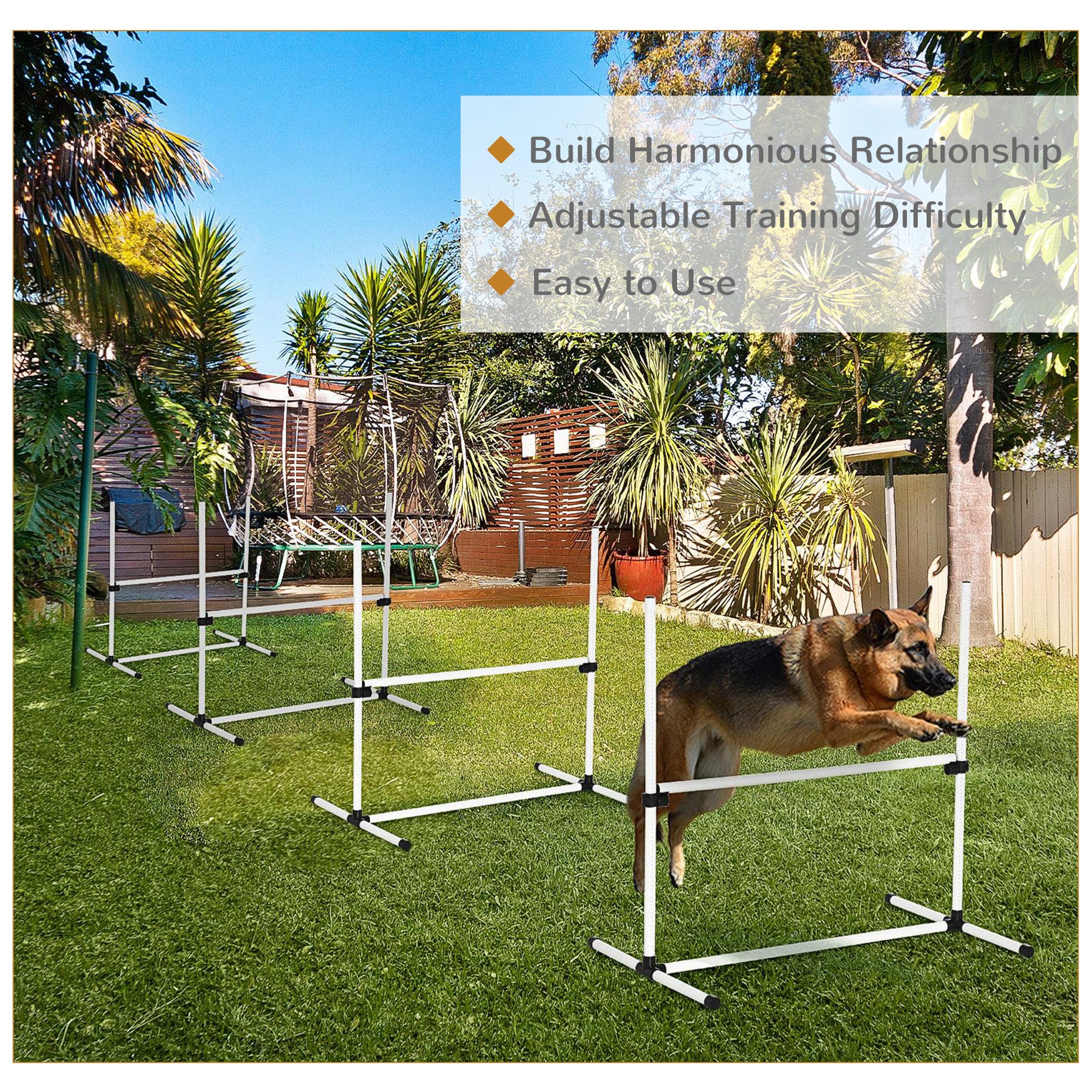 4 - piece Dog Agility Training Equipment With Height - adjustable Jumping Poles - 5 - CJ
