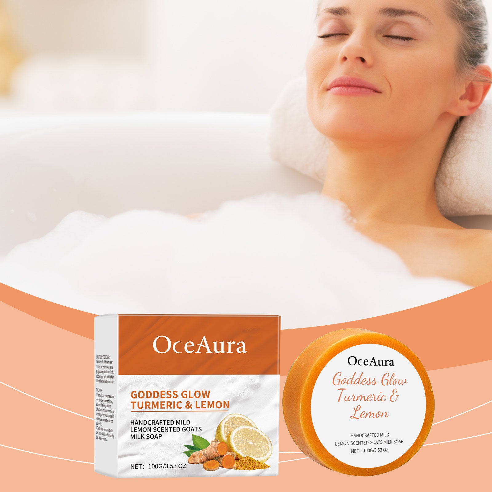 OceAura Turmeric Lemon Bath Soap Gently Cleans And Moisturizes Skin And Brightening Body Bath Soap - 5 - CJ