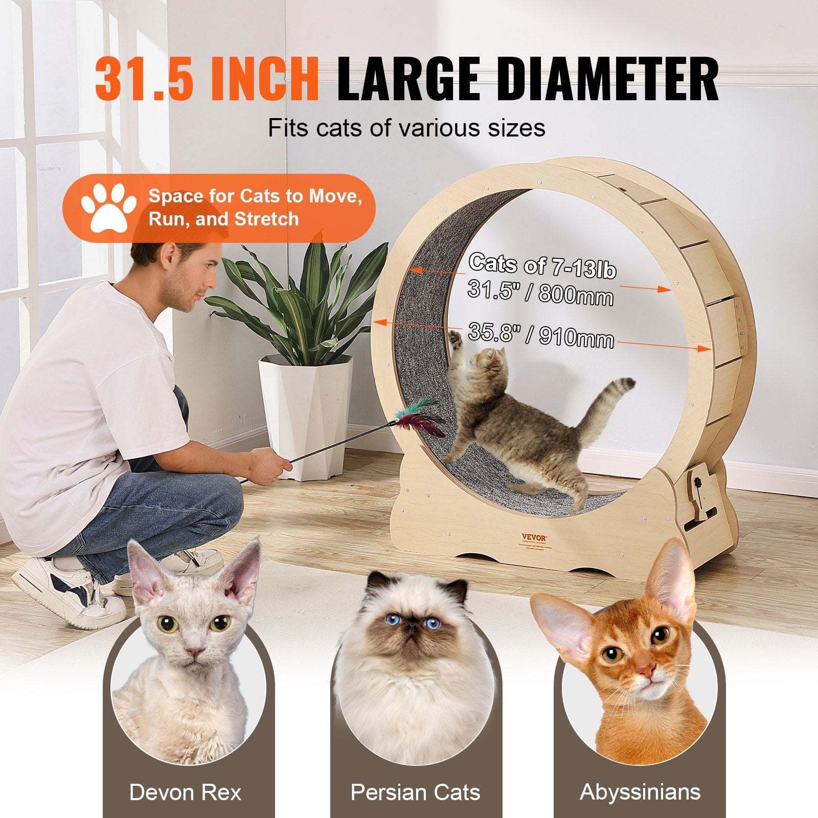 Cat Exercise Wheel Large Cat Treadmill Wheel For Indoor Cats 35.8 Inch - 5 - CJ
