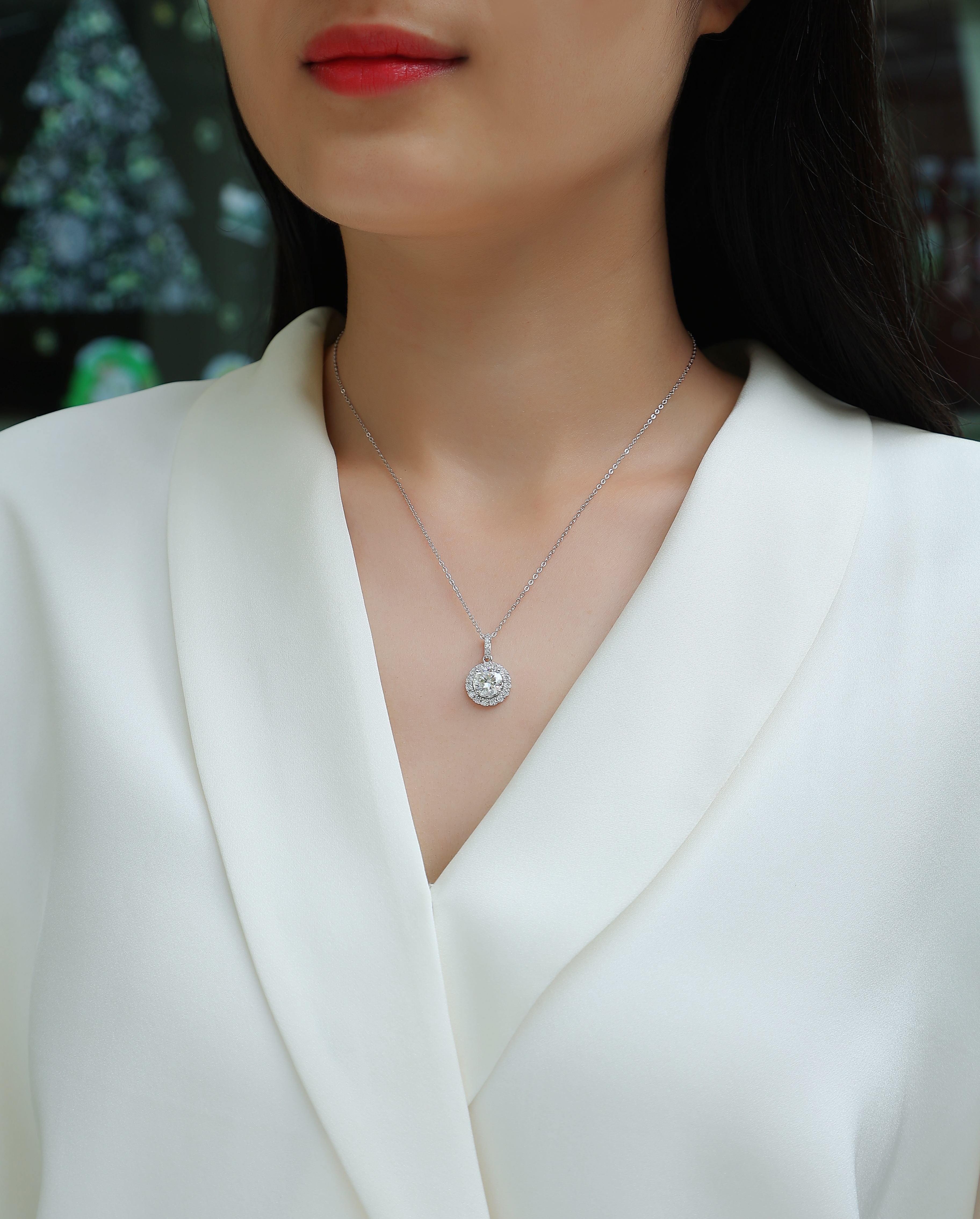1Dandelion - A Fashionable And Luxurious Diamond Jewelry Pendant Set With 2 - carat Moissan Diamonds, S925 Sterling Silver And Platinum Plating Prohibit TikTok sales - 5 - CJ
