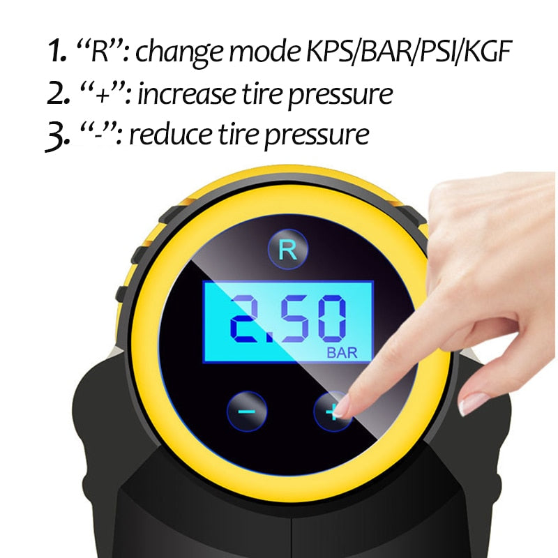 Automatic Portable Handheld Digital LED Smart Car Air Compressor - 0 - CJ