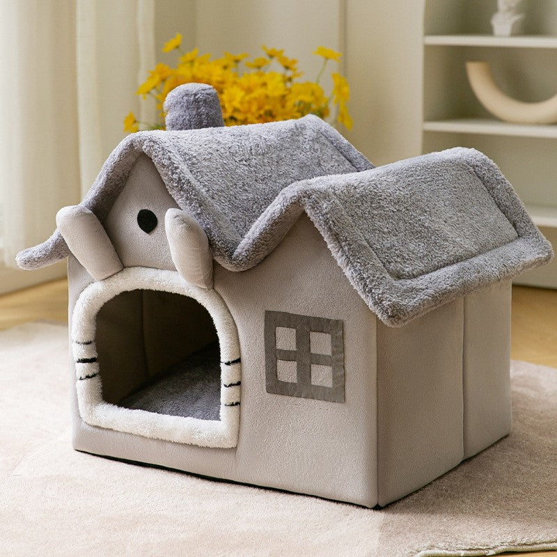 Foldable Dog House Pet Cat Bed Winter Dog Villa Sleep Kennel Removable Nest Warm Enclosed Cave Sofa Pets Supplies - 0 - CJ