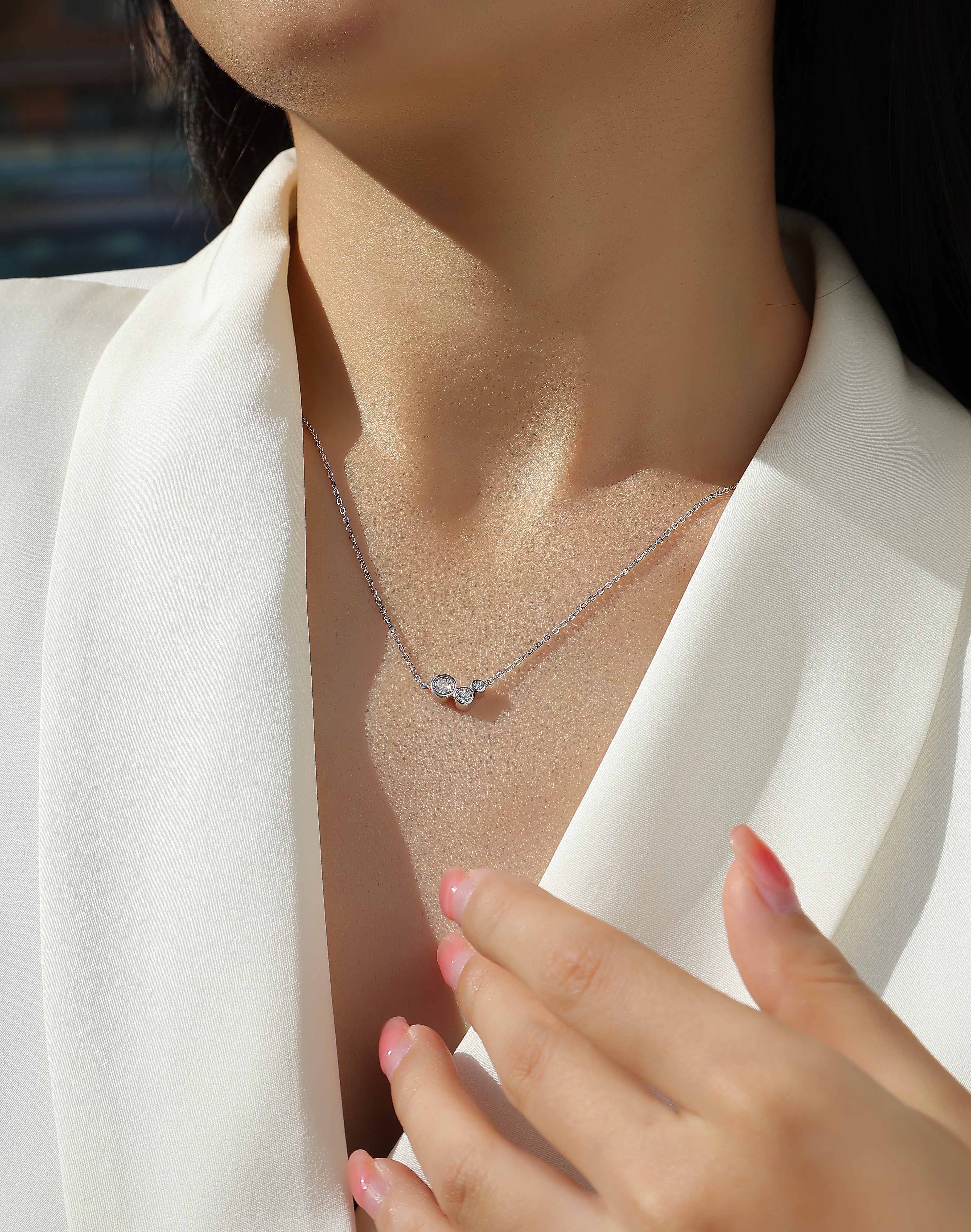 1White Dew - A Fashionable And Luxurious Diamond Jewelry Pendant Set With Moissanite S925 Sterling Silver Prohibit TikTok sales - 5 - CJ