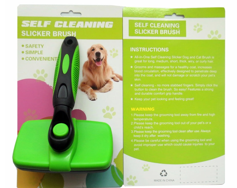 Pet Self Cleaning Slicker Brush - 0 - CJ - Green - CJJJCWGY01068 - Green