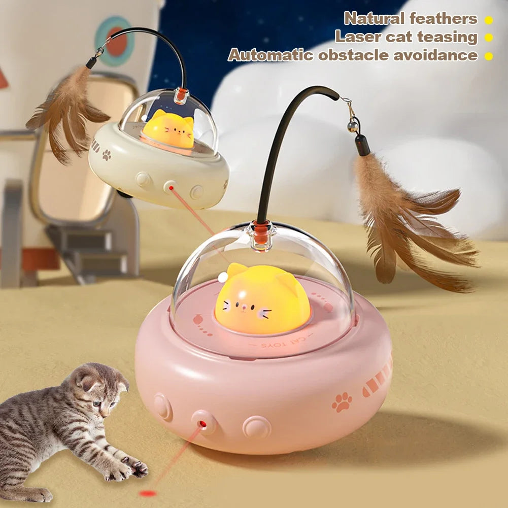 Smart Teaser Cat Toy Electric UFO Cat Teaser Stick With Bell Training Pet Toys Replaceable Feather Interactive Cat Supplies Pet Supplies Pets Products - 0 - CJ