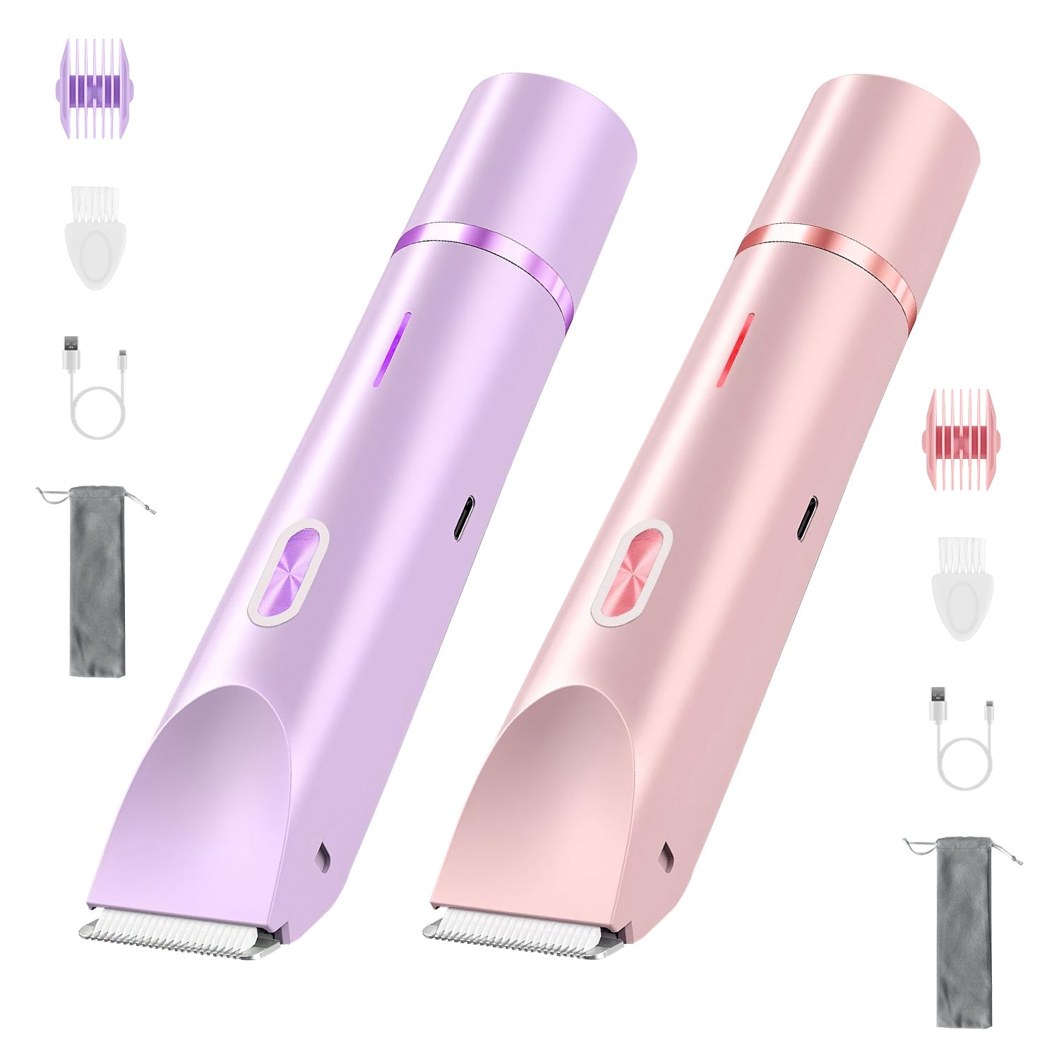 1Pc 2 In 1 Bikini Trimmer For Women Dual Head Cordless Body Shaver IPX7 Waterproof Rechargeable Pubic Hair Razor Wet And Dry Use For Bikini Underarm Leg Arm Body Face - 5 - CJ