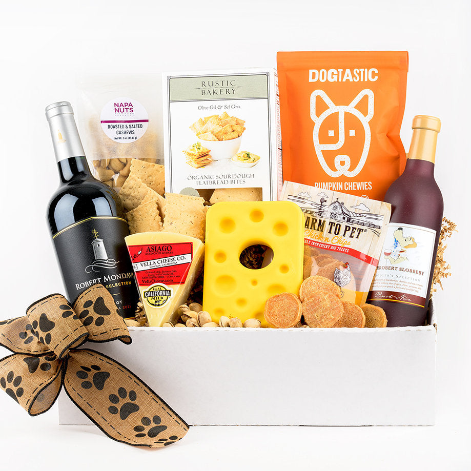 Tails & Tastings: Wine & Cheese Gift Basket for Owners & Dogs - GreatArrivals