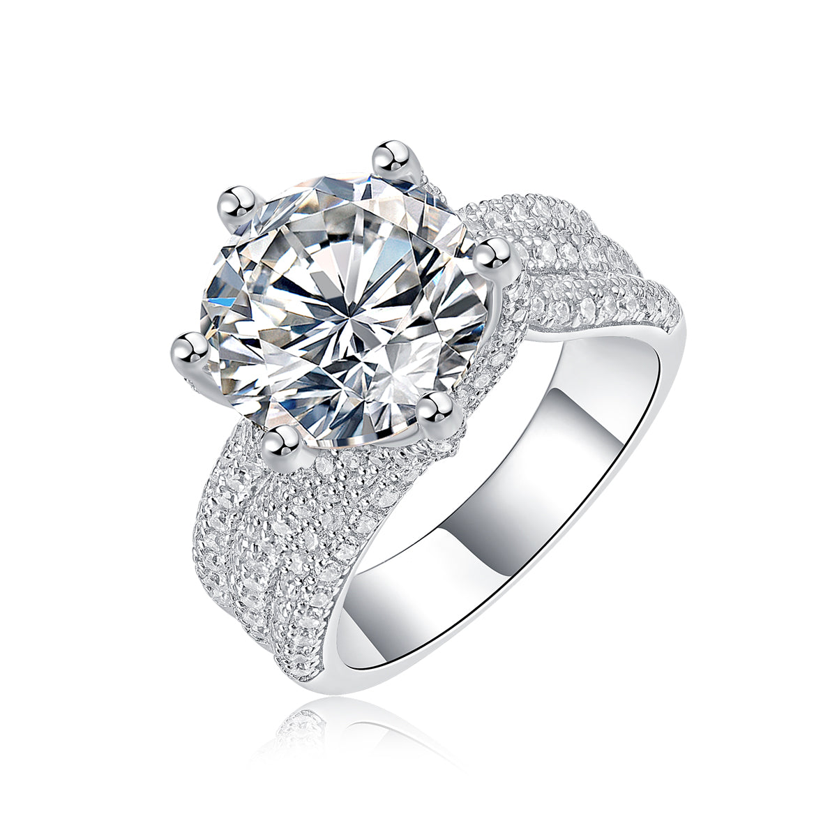 1Luxury Fashion Large Diamond Ring Moissanite Silver Ring Prohibit TikTok sales - 5 - CJ