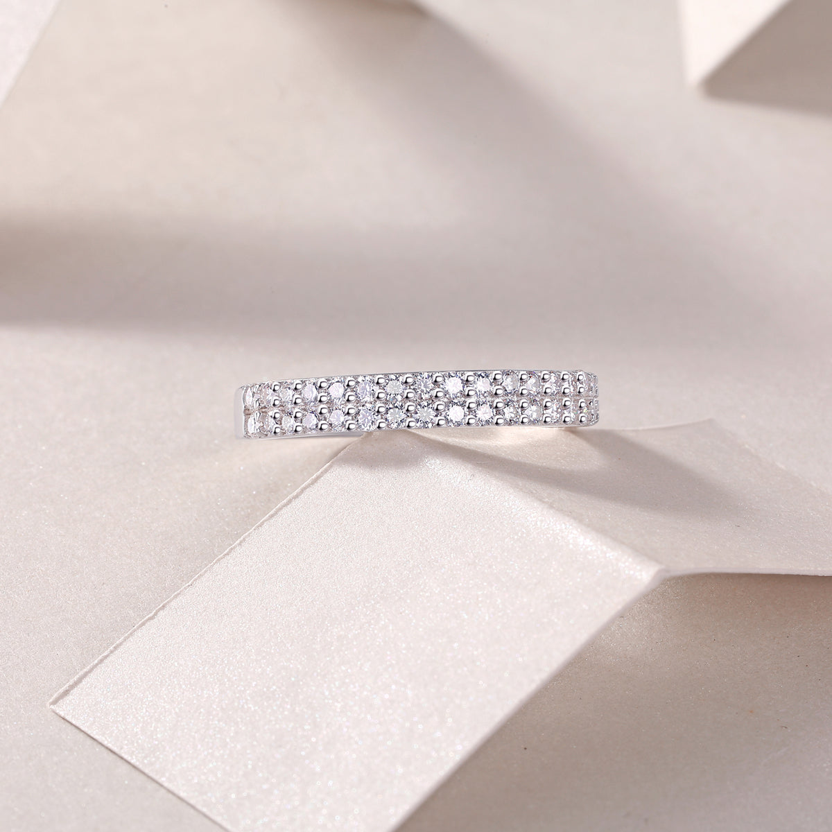 1Luxury Fashion Double Row Diamond Ring With Moissanite Silver Ring Prohibit TikTok sales - 5 - CJ